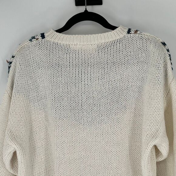 HUNTINGTON RIDGE Women’s L Vtg Hand-Knit Sweater Cream Floral Boho Cottagecore - Picture 12 of 13
